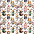 Adolescent Animals in Winter Gear Fabric - ineedfabric.com