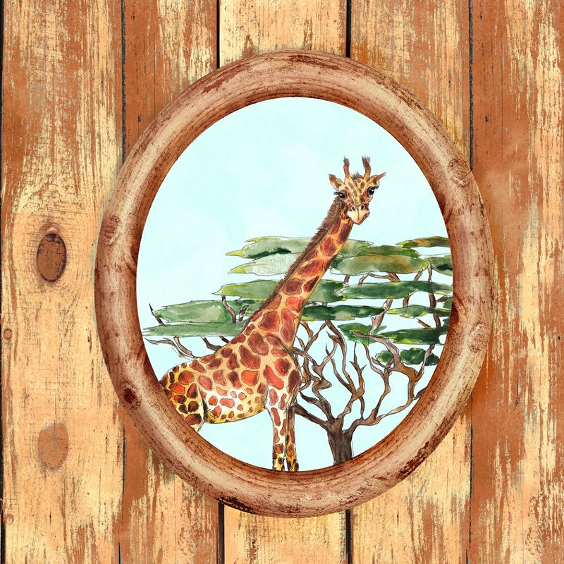 African Giraffe Portrait Fabric Panel - ineedfabric.com