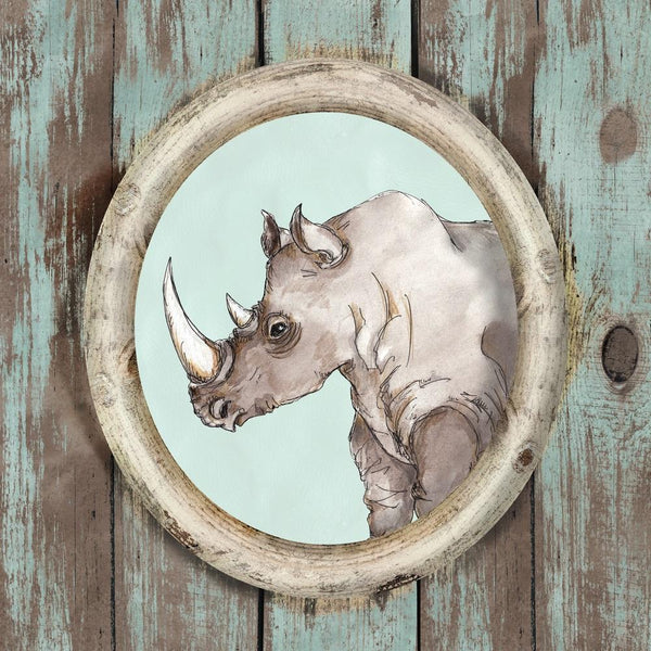 African Rhinoceros Portrait Fabric Panel - ineedfabric.com