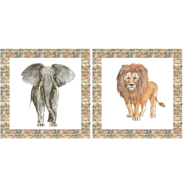 African Safari Animal Fabric Panel - ineedfabric.com