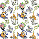 Alice in Wonderland Allover Elements Fabric - White - ineedfabric.com