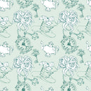Alice in Wonderland Allover Fabric - Green - ineedfabric.com