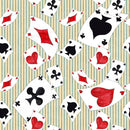 Alice in Wonderland Cards on Stripes Fabric - ineedfabric.com