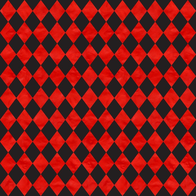 Alice in Wonderland Checkered Fabric - Black/Red - ineedfabric.com