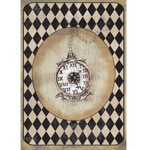 Alice in Wonderland Clock Fabric Panel - ineedfabric.com