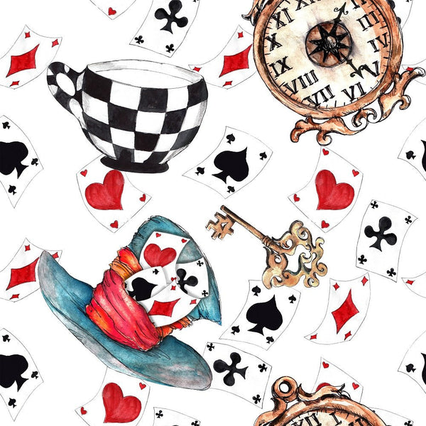 Alice in Wonderland Hats and Cups Fabric - ineedfabric.com