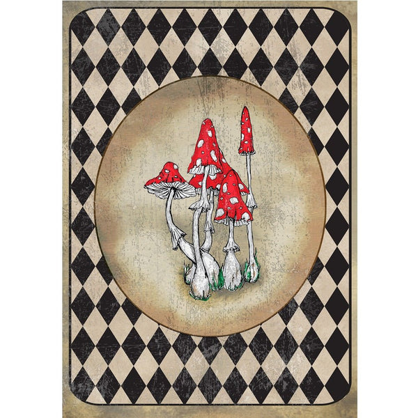 Alice in Wonderland Mushrooms Fabric Panel - ineedfabric.com
