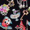 Alice in Wonderland Perfume Fabric - Black - ineedfabric.com
