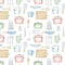 All Over Cooking Utensils In The Kitchen Fabric - White - ineedfabric.com