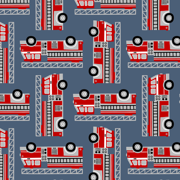 All Over Firetruck Fabric - Blue - ineedfabric.com