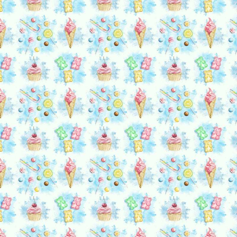 Allover Candy & Cupcakes Fabric - Blue - ineedfabric.com