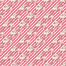Allover Easter Flowers & Lamb on Stripes Fabric - Red - ineedfabric.com