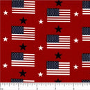 Allover Flags & Stars Fabric - Red - ineedfabric.com