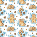 Allover Gingerbread Cookie Fabric - Blue - ineedfabric.com