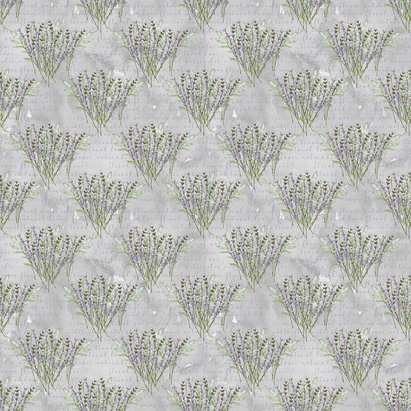 Allover Lavender Plants on Font Fabric - Gray - ineedfabric.com