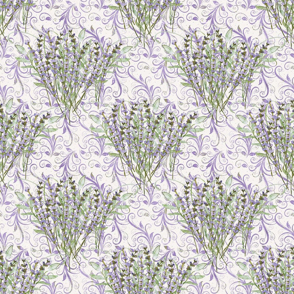 Allover Lavender Plants on Vines Fabric - Cream - ineedfabric.com