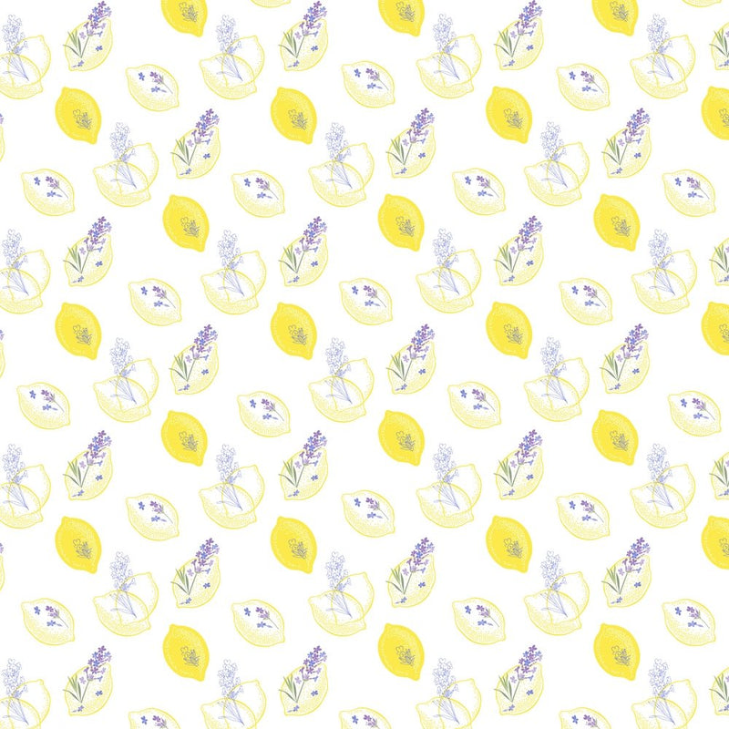 Allover Lemons & Lavender Fabric - ineedfabric.com
