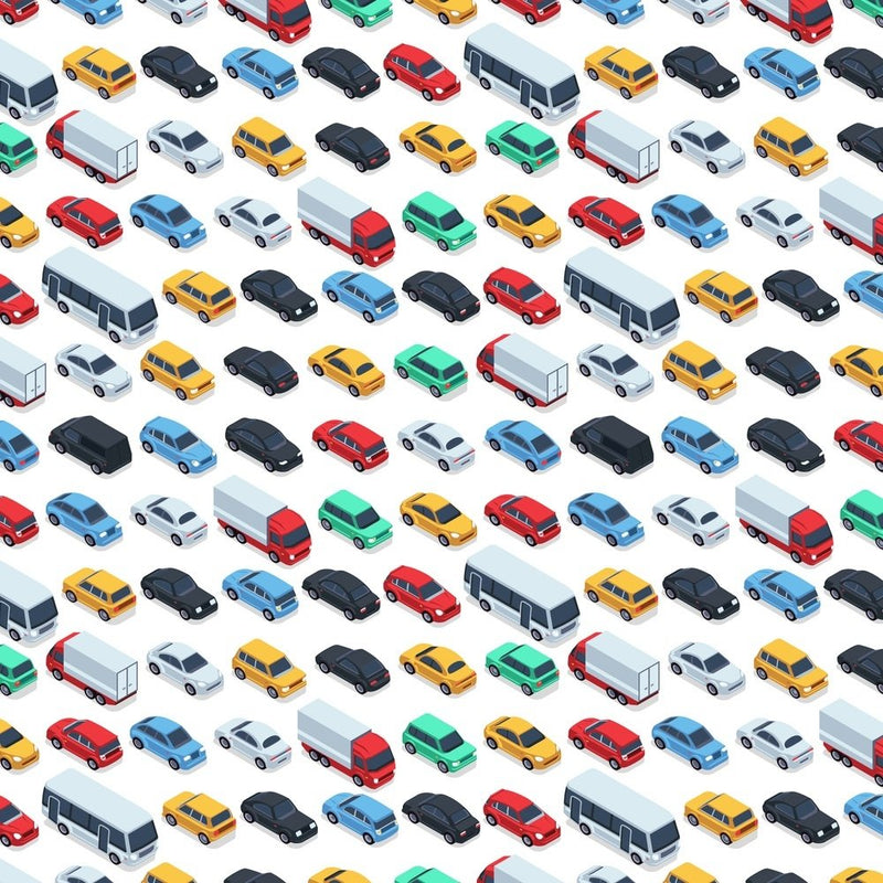 Allover Urban Cars Fabric - ineedfabric.com