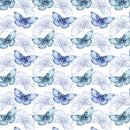 Allover Watercolor Butterfly Fabric - Blue - ineedfabric.com