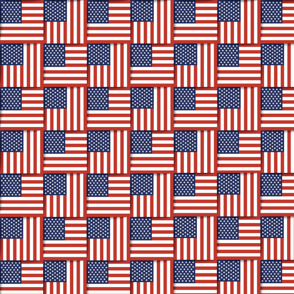 American Flag Block Fabric - Red - ineedfabric.com
