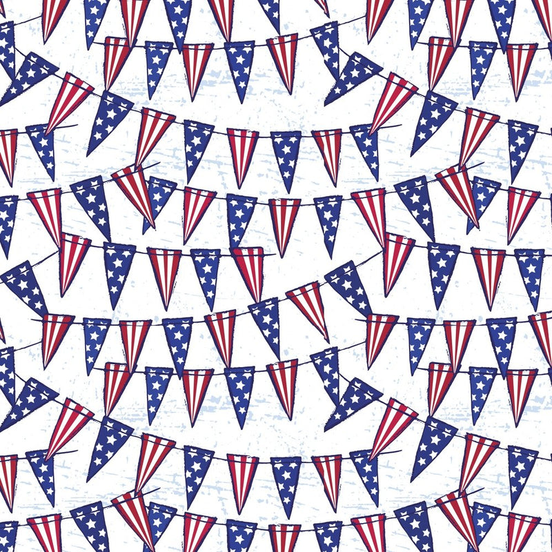 American Flag Garland Fabric - White - ineedfabric.com