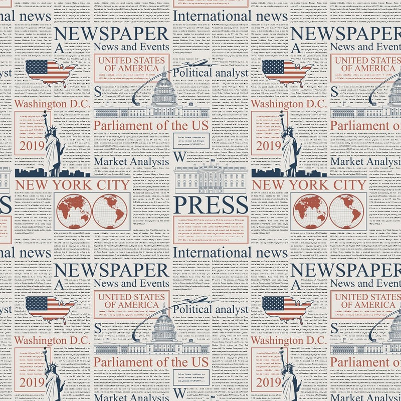 American Newspaper Columns Fabric - ineedfabric.com