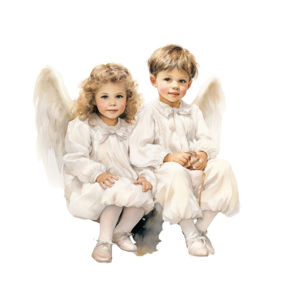 Angel Children Portrait 2 Fabric Panel - ineedfabric.com
