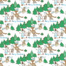 Angry Snowman with Cat Sledding Fabric - White - ineedfabric.com