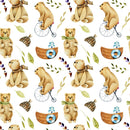 Animal Life Bears with Boats Fabric - ineedfabric.com