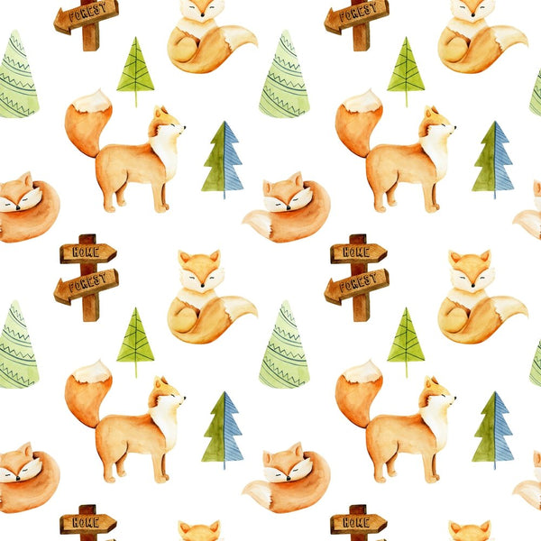 Animal Life Foxes in the Forest Fabric - ineedfabric.com