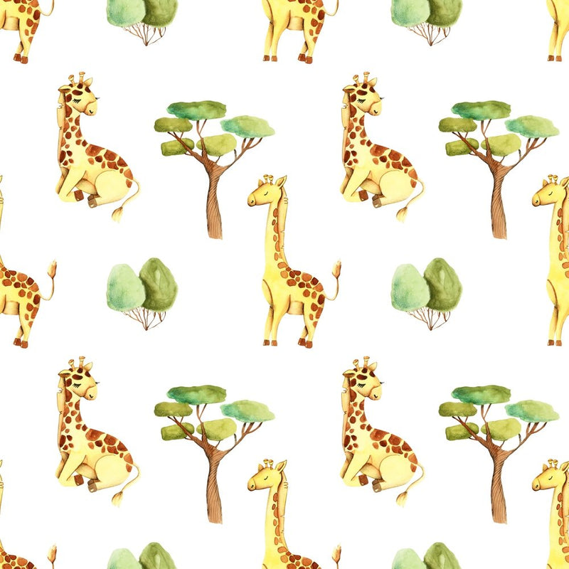 Animal Life Giraffes and Trees Fabric - ineedfabric.com
