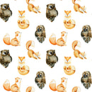 Animal Life Owls and Foxes Fabric - ineedfabric.com