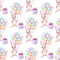 Animal Life Rabbits with Balloons Fabric - ineedfabric.com