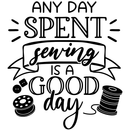 Any Day Spend Sewing Fabric Panel - Black/White - ineedfabric.com