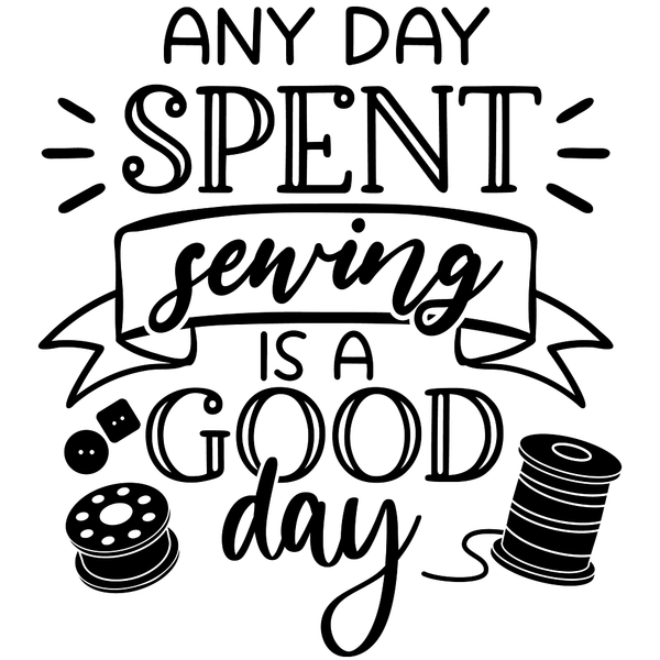 Any Day Spend Sewing Fabric Panel - Black/White - ineedfabric.com