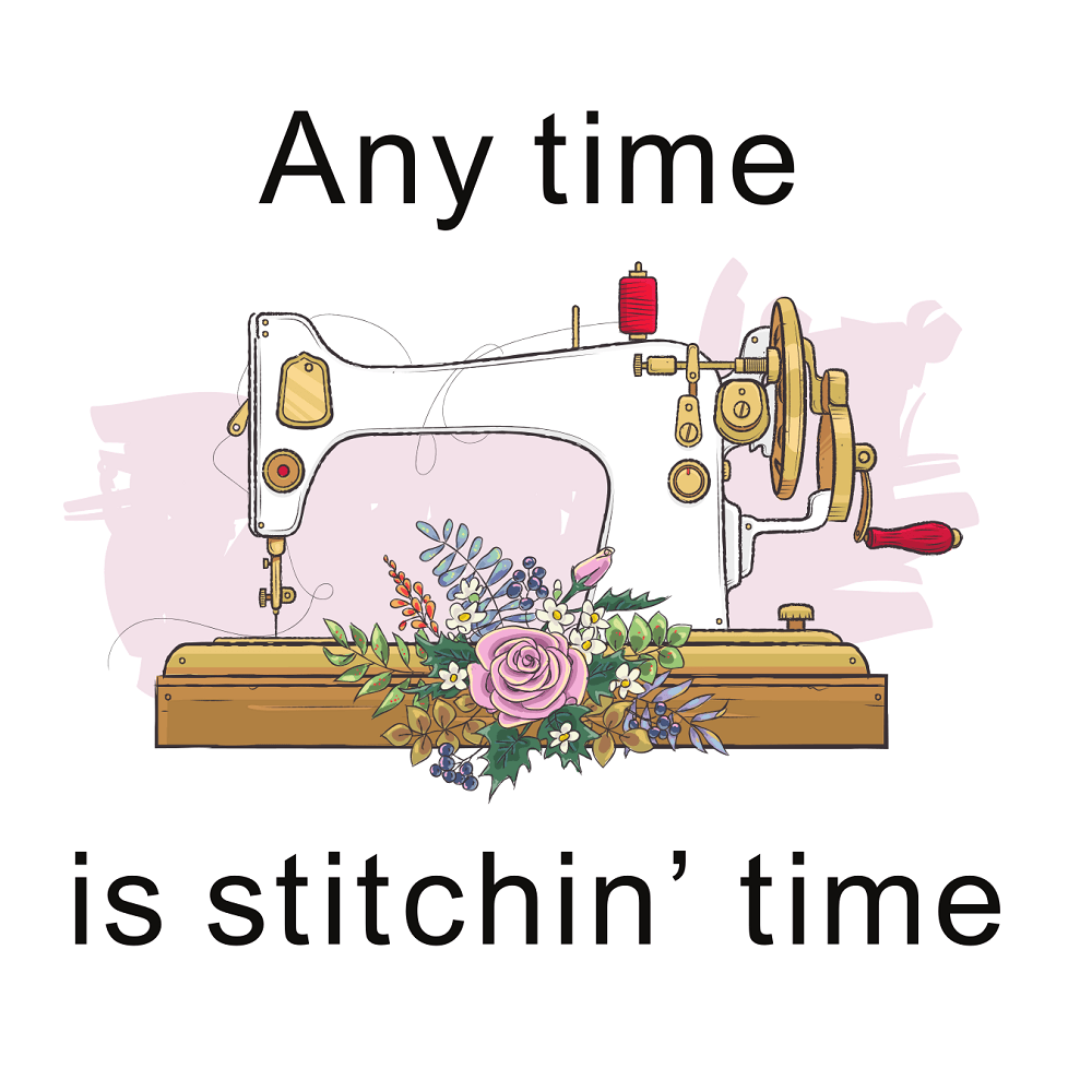 Any Time Is Stitchin' Time Fabric Panel 9 Inches by 9 Inches