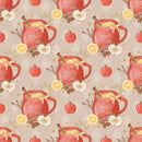 Apple Cider & Apples on Tartan Plaid Fabric - Beige - ineedfabric.com
