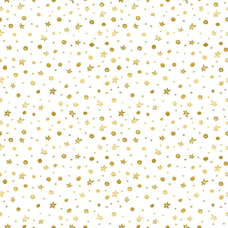 Apple Cinnamon Gold Stars Fabric - ineedfabric.com