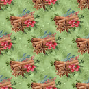 Apple Cinnamon On Grunge Dots Fabric - Green - ineedfabric.com