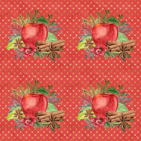 Apple Cinnamon On Grunge Hearts Fabric - ineedfabric.com
