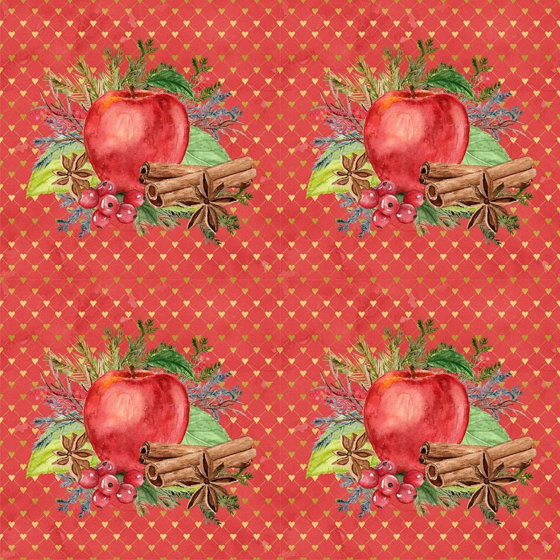 Apple Cinnamon On Grunge Hearts Fabric - ineedfabric.com