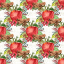 Apple Cinnamon On Grunge Words Fabric - White - ineedfabric.com