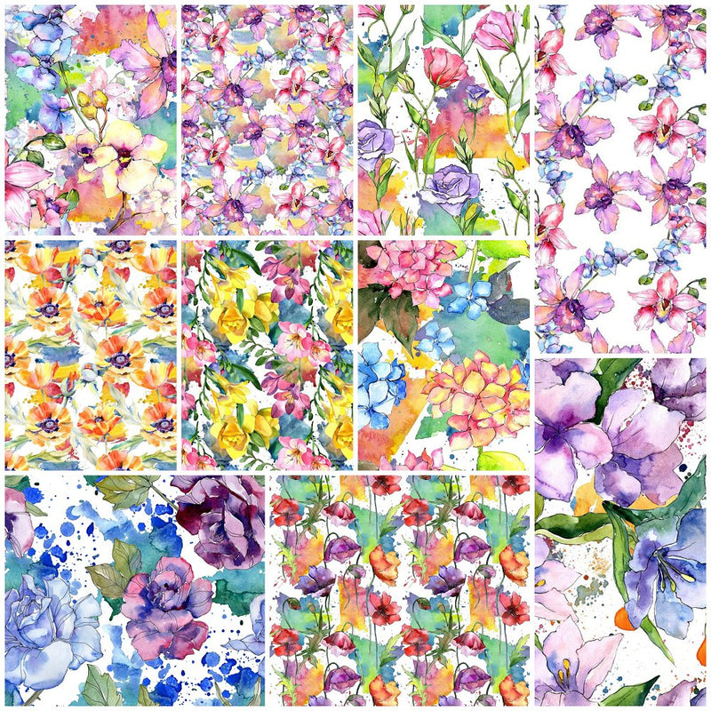 Aquarelle Florals Charm Pack - 10 Pieces - ineedfabric.com