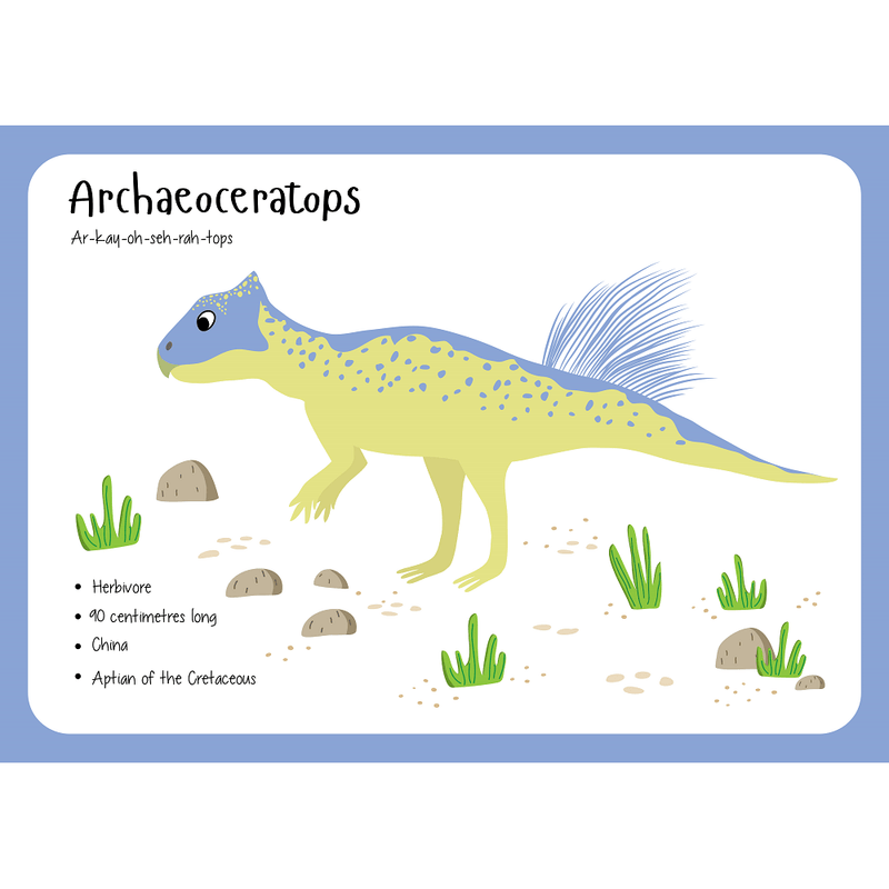 Archaeoceratops Flash Card Fabric Panel - ineedfabric.com