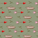 Arrows and Kisses Fabric - Green - ineedfabric.com