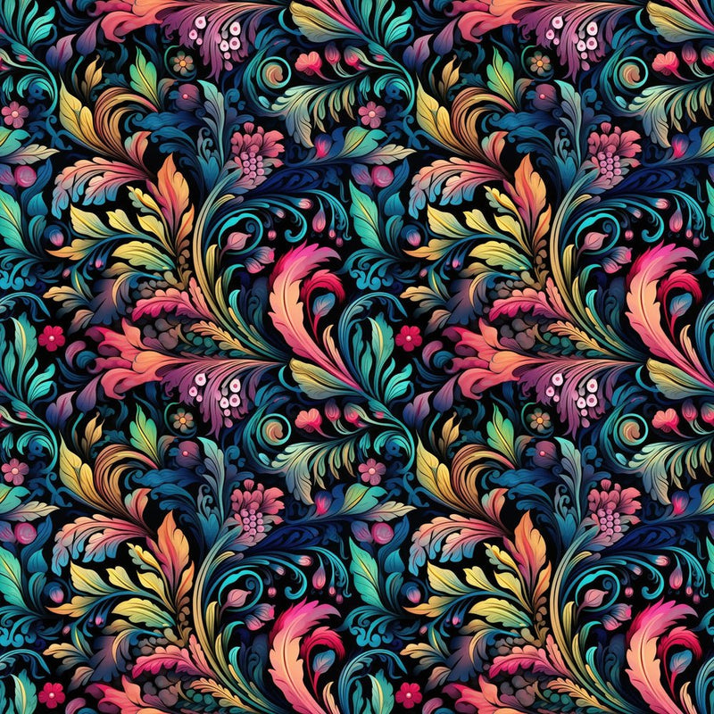Artistic Floral Motifs Fabric - ineedfabric.com