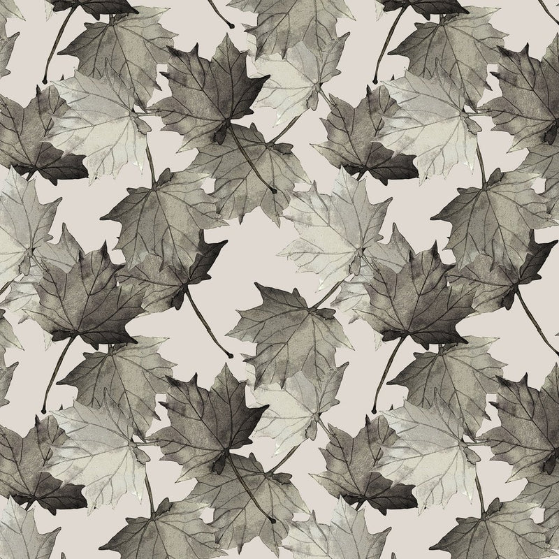 Assorted Maple Leaf Fabric - Gray - ineedfabric.com