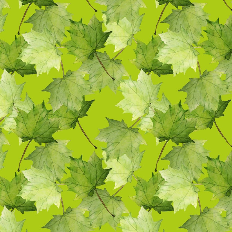 Assorted Maple Leaf Fabric - Green on Green - ineedfabric.com
