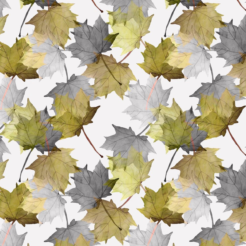 Assorted Maple Leaf Fabric - White - ineedfabric.com