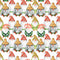Assorted Scandinavian Gnomes Fabric - White - ineedfabric.com
